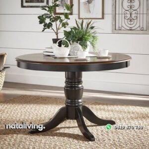 Meja bundar full kayu jati meja makan klasik nataliving furniture