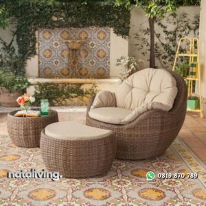 Set kursi santai rotan sintetis kursi teras modern nataliving furniture
