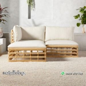 Kursi tamu rotan sudut full bantalan terbaru nataliving furniture