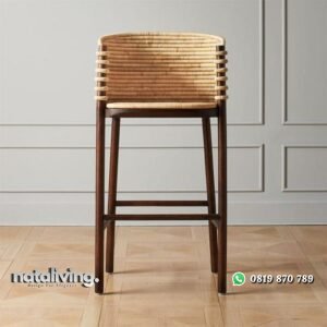 Kursi bar kayu jati anyaman rotan alami kursi bar modern nataliving furniture