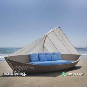 Daybed rotan sintetis motif kapal bangku rotan terbaru nataliving furniture