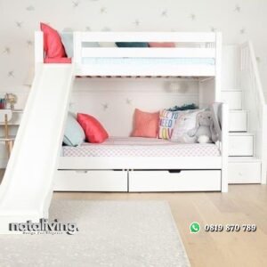 Tempat tidur anak terbau dipan tangga dan prosotan nataliving furniture