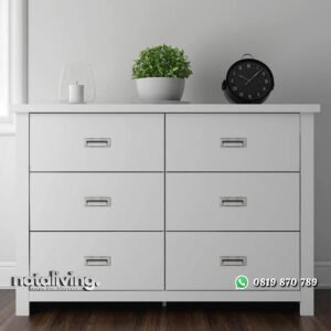 Dresser Warna Putih Khirey Model Minimalis 6 Laci nataliving furniture