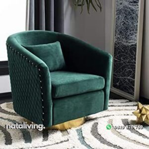 Sofa single terbaru model lengkung kaki stainless gold nataliving furniture