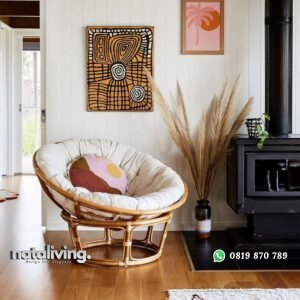 Kursi santai unik rotan alami bantalan empuk nataliving furniture