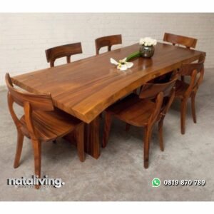 Meja makan trambesi terbaru kursi makan kayu suar modern nataliving furniture