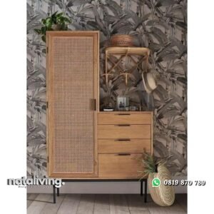 Buffet kayu jati kombinasi rotan kaki besi bufet terbaru nataliving furniture