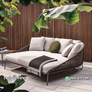 Deybed jumbo kaki besi rotan sintetis tempat tidur rotan nataliving furniture