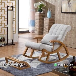 Kursi goyang kayu jati busa empuk kursi santai nataliving furniture