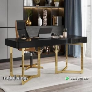 Meja direktur kaki stainless gold meja kerja modern nataliving furniture