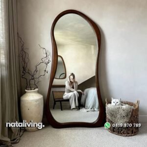Cermin unik kayu jati kaca cermin berdiri terbaru nataliving furniture