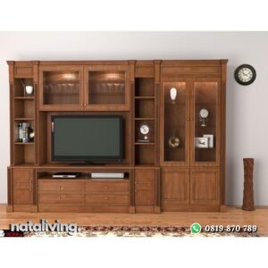 Lemari kabinet kayu jati partisi terbaru bufet tv nataliving furniture