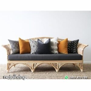 Bangku rotan alami full bantalan kursi santai rotan nataliving furniture