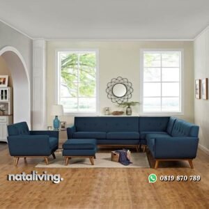 Set sofa kayu jati sofa tamu L dengan meja nataliving furniture