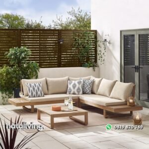 Set sofa kayu outdoor full bantalan sofa tamu outdoor nataliving furniture
