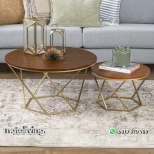 Meja marble rangka besi finishing gold top kayu jati nataliving furniture