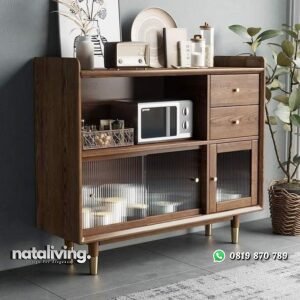 Lemari dapur kayu jati modern rak piring terbaru nataliving furniture