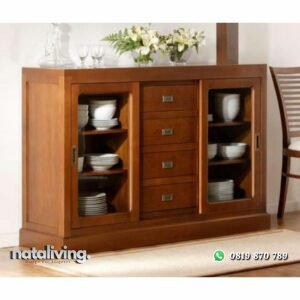 Rak piring modern kayu jati pintu sleding bufet piring terbaru nataliving furniture