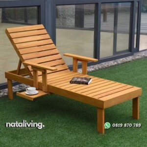 Kursi lonjer kayu jati kursi pantai modern kursi santai nataliving furniture