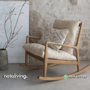 Kursi goyang modern kayu jati full bantalan kursi santai terbaik nataliving furniture