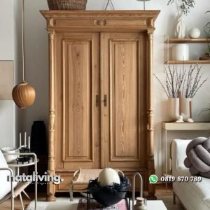 Almari pakaian kayu jati model klasik lemari pakaian full kayu jati nataliving furniture