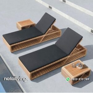 Lounger outdoor rotan sintetis lonjer terbaru dengan bantalan nataliving furniture