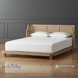 Tempat tidur kayu jati kombinasi rotan alami dipan terbaru nataliving furniture