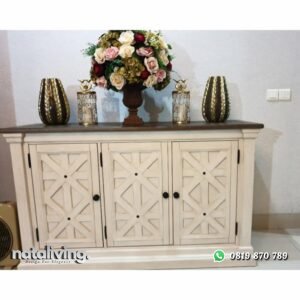 Bufet custom finishing broken white top natural (pesanan pribadi) nataliving furniture
