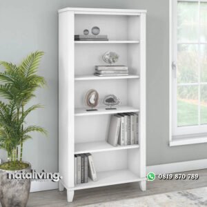 Lemari Buku Putih Ketcham Gaya Minimalis Terbaru nataliving furniture