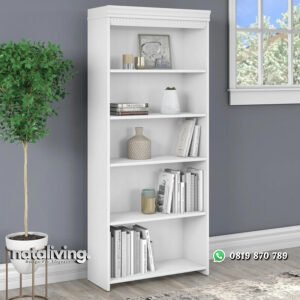 Lemari Buku Putih Terbaru Hurlock Model Minimalis nataliving furniture