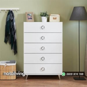 Lemari Laci Kayu Desain Minimalis In White nataliving furniture