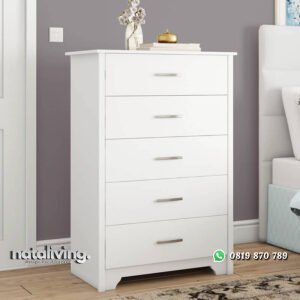 Lemari Laci Putih Minimalis Dari Kayu Mahoni Oven nataliving furniture