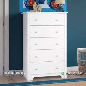 Lemari Laci Warna Putih Model Minimalis Dari Kayu nataliving furniture