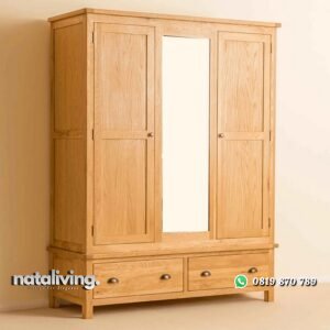 Lemari Pakaian 3 Pintu Desain Minimalis Kayu Jati nataliving furniture