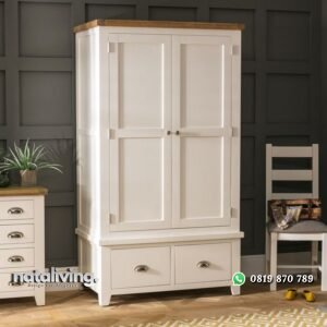 Lemari Pakaian Duco Putih Model Minimalis 2 Pintu nataliving furniture