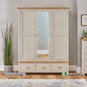 Lemari Pakaian Minimalis Terbaru Model 3 Pintu Cermin nataliving furniture