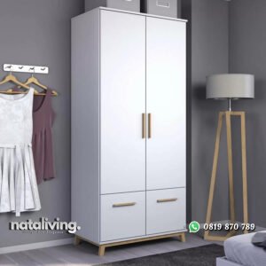 Lemari Pakaian Putih 2 Pintu Model Minimalis nataliving furniture