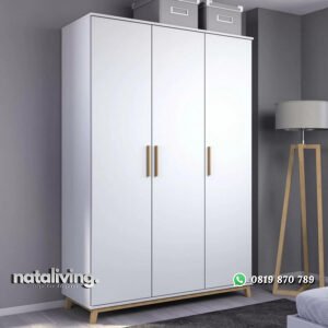 Lemari Pakaian Putih 3 Pintu Model Minimalis nataliving furniture