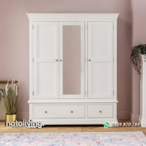 Lemari Pakaian Putih Model Minimalis 3 Pintu nataliving furniture