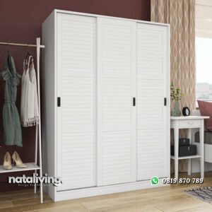 Lemari Pakaian Putih Minimalis Model 3 Pintu nataliving furniture