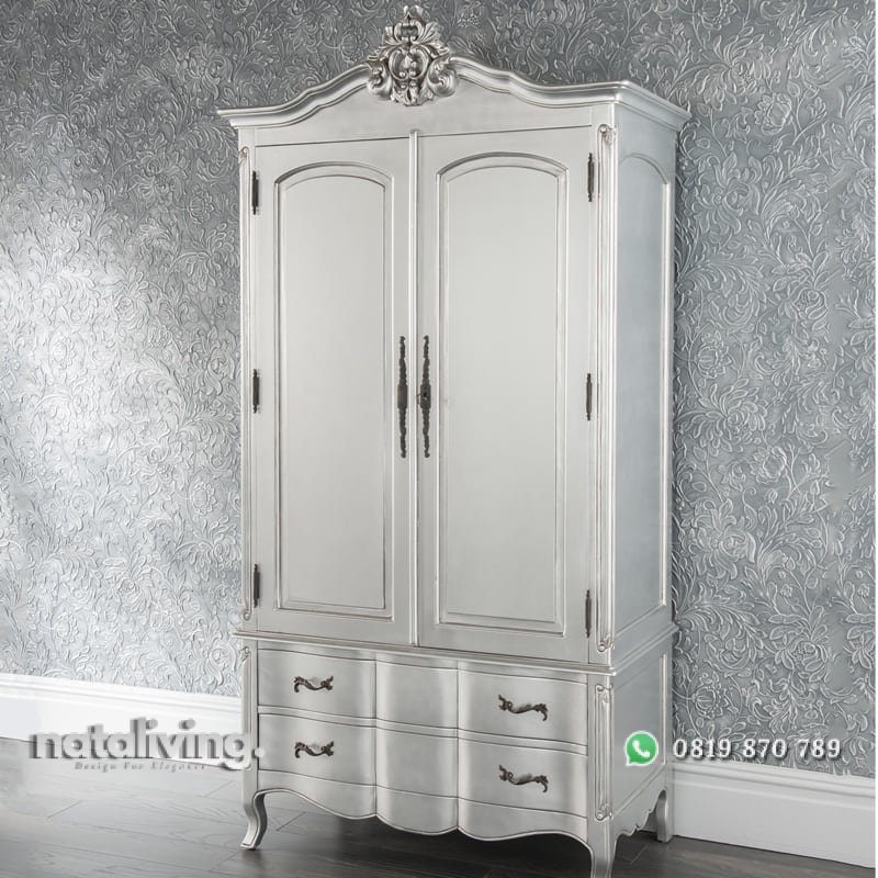 Lemari Pakaian Ukir Silver Estelle nataliving furniture 1 Lemari Pakaian Ukir Silver Estelle nataliving furniture 1