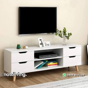 Meja TV Minmalis Kayu Kaki Retro Terbaru nataliving furniture