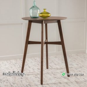 Meja Bar Kayu Model Minimalis Bundar Jati Jepara nataliving furniture