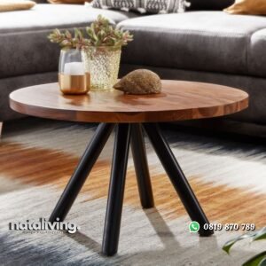 Meja Kopi Jati Minimalis Kaki Besi Model Terbaru nataliving furniture