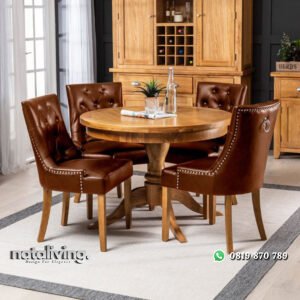 Meja Makan Bundar 4 Kursi Jok nataliving furniture