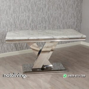 Meja Makan Marmer Kaki Stainless Steel nataliving furniture