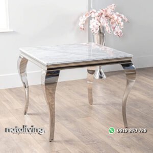 Meja Makan Marmer Persegi Kaki Stainless Steel nataliving furniture