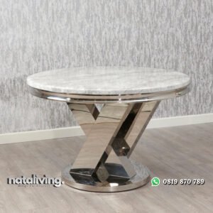 Meja Makan Marmer Terbaru Kaki Stainless Steel nataliving furniture