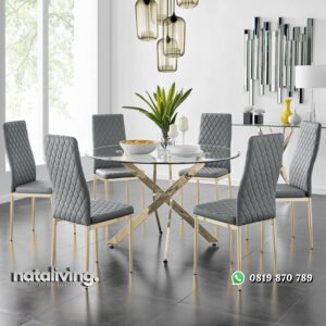 Set Meja Makan Stainless 6 Kursi Model Minimalis nataliving furniture