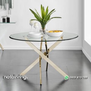 Meja Makan Stainless Steel Nova Model Minimalis nataliving furniture